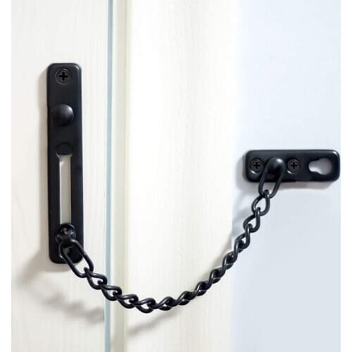 Door Chain Lock Stainless Steel Security Chain Guard With Spring Anti Theft Press Lock Heavy Duty Polished Door Latch With Screw