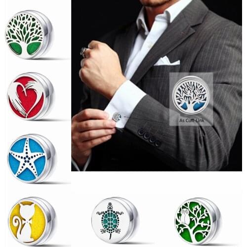 1Pair Stainless Steel Cufflinks 12mm Face Clip Diffuser for Aromatherapy Locket Back with strong Magnetic Buckle