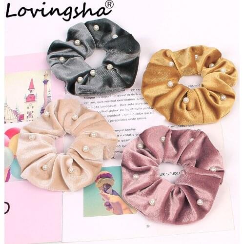 LOVINGSHA Solid Hair Accessories For Women Brand Velour Girl Hair Tie Lady Scrunchies Female Ponytail Hair Holder Rope FC129