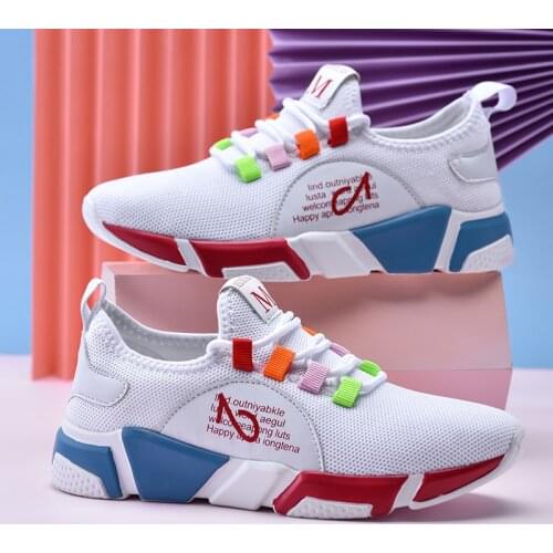 Womens Running Shoes Mesh Sports Shoe Breathable Platform Sneakers Gym Training Shoes Korean Fashion Trendy Knitted Casual Shoe