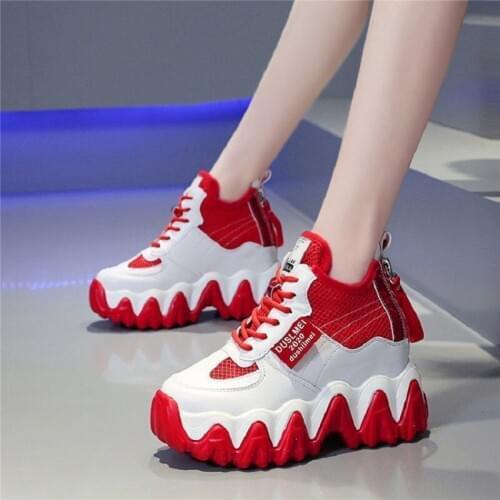 Women Chunky Sneakers Hidden Heels Height Increasing Ladies Wedge Shoes Woman High Top Platform Women Shoes 2020
