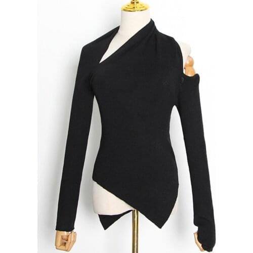 Women Hollow Out Pullover Sweater Asymmetrical Spring Autumn Stretch Knitwear Sweater Jumpers