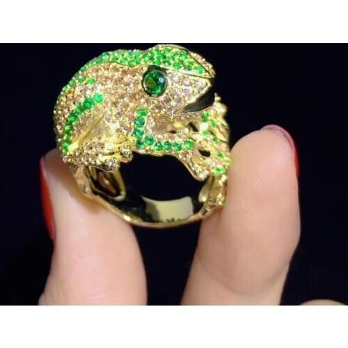 925 sterling silver with cubic zircon frog ring fine women jewelry free shipping animal ring