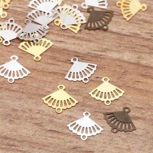 100pcs 10x12mm Vintage Jewelry connector Charms Handmade Material Fan Shape Charm for DIY Bracelet Findings