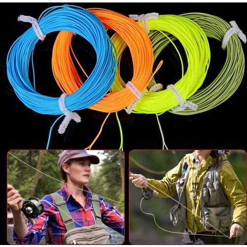 100FT/30.5M Fly Fishing Line 2-8WT Weight Forward Floating Line Braided PE Core With 2 Loop For Trout Fly Fishing Wire Tackle