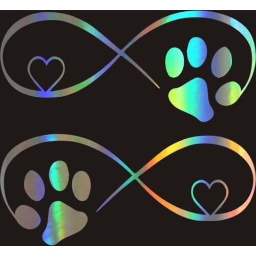 17.8cm*7.7cm Dog Footprints LOVE Fashion Vinyl Decals Motorcycle Car Sticker Car-styling Black/Silver colorful
