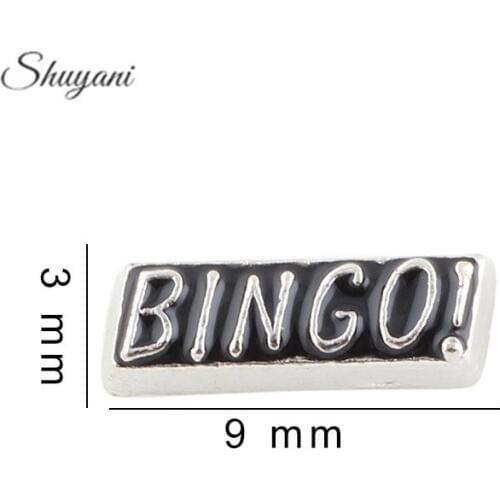 F334 Zinc Alloy Antique Silver Letter BINGO Charms For Glass Floating Pendant Locket 3*9mm