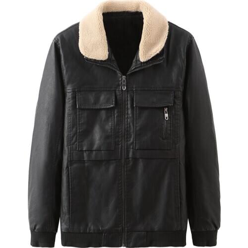 2021 Brown Black Pilot Leather Jacket Wool Collar Genuine Thick Cowhide Winter Leather Aviator Coat