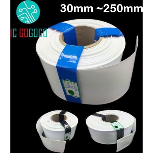 30mm -250mm White Color 18650 Lithium Battery Pack Heat Shrink Tube Wrap Cover Skin PVC Shrinkable Film Pipe Sleeves Insulating