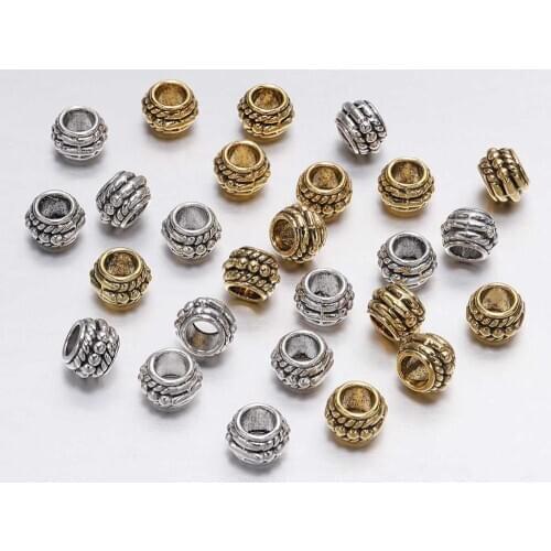 30pcs/lot 8mm Antique Gold Charm Vintage Plated Loose Spacer Beads For DIY Jewelry Making Findings Bracelet Supplies Accessories