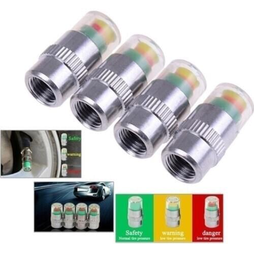 4 Pcs/Set Car Tire Valve Cap Tire Pressure Table Tire Gauge Tire Pressure Monitoring Warning Cap
