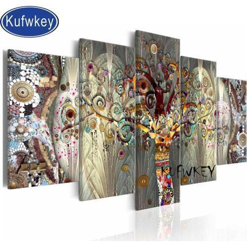 5pcs Rich tree diamond painting cross stitch set 5d embroidery full square round drill mosaic puzzles wealth living room art