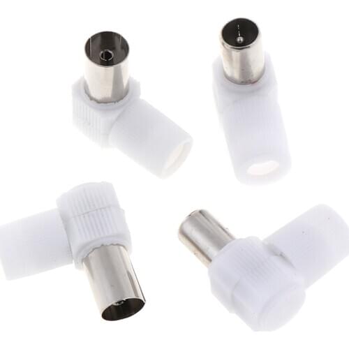 90 Degrees TV Plug Jack For Antennas Male And Female TV RF Coaxial Male Plugs Adapter Right Angle Antennas Connectors 2Pairs
