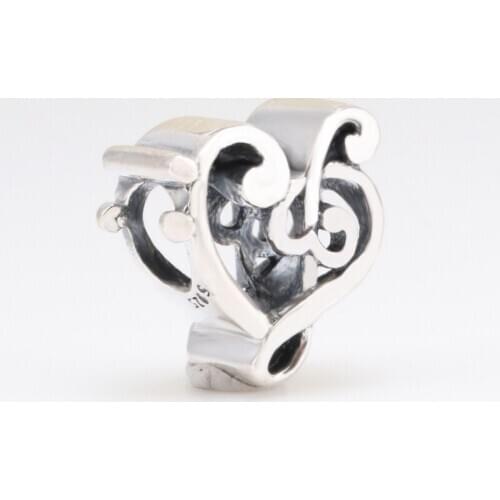 Authentic 925 Sterling Silver Clip Hollow Charm Music Note String Decoration Fit Original Pandora Bracelet For Women Diy Jewelry