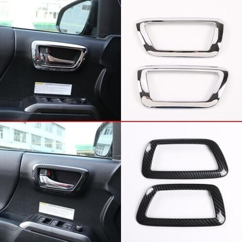 Car Parts Inner Door Handle Frame Panel Cover Trim Sticker ABS Carbon fiber For Toyota Tacoma 2016-2020 Car Accessories Interior