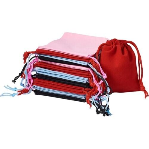 100pc High quality Velvet Cloth Drawstring Pouches Bags Jewelry Packaging Christmas Party Wedding Candy Gift Bags 7x5cm 9x7cm