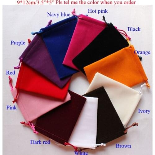 Cusomize logo & size 9x12cm/3.5x5 inch High quality velvet bags pouches jewelry gift bag many color get 50pcs/ lot