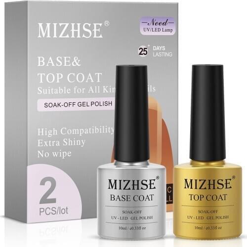 MIZHSE 10ml Top Base Coat for Nail Polish Acrylic Nail Primer UV LED Lamp Varnishes Permanent Nail Art Soak Off Gel Nail Polish