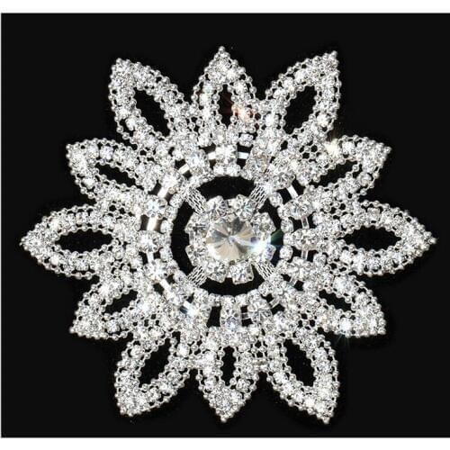 Free Shipping Wholesale 10pcs/lot 4.4" Rhinestone Applique for Wedding Gown Bridal Sash Evening Wear Rhinestone Patch ML03