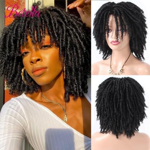Betella Hair Short Dreadlock Wig Ombre Black/brown/red Synthetic Soft Faux Locs Wigs Braiding Crochet Twist Hair Wigs