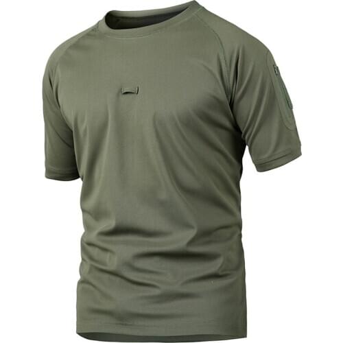Quick-drying Short-sleeved Summer Men Military Tactical Solid Color Breathable Round Neck T-shirt Outdoor Hunting Combat Tops