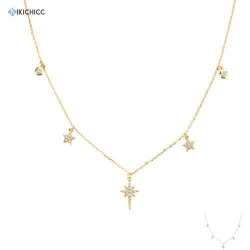KIKICHICC 925 Sterling Silver Clear Snowflower Star Charm Zircon Pendant Long Chain Choker Necklace 2021 Wedding Jewelry Gift