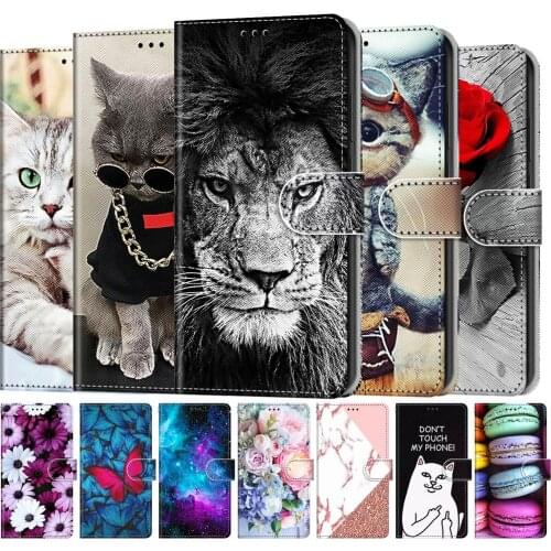 Painted Leather Flip Case For Xiaomi Redmi Note 10S 10 Pro Max 9T 9 Pro 9S 8T 8 Pro Cute Cat Wallet Card Holder Stand Book Cover