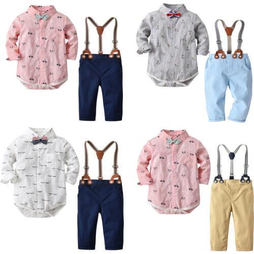 Gentleman Newborn Baby Clothes Spring Children Bib Suit baby boy clothing set new fashion kids clothes outfits roupas bebe