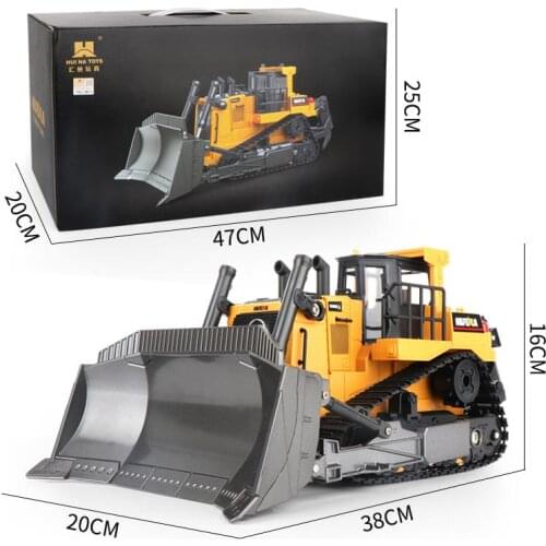 HUINA 1:16 Remote Control Truck 8CH RC Bulldozer Machine on Control Car Toys for Boys Hobby Engineering New Christmas Gifts 1569