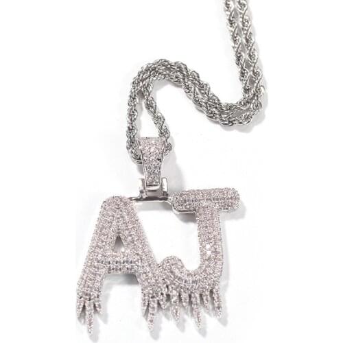 Customized Personality Solid Letter Name Pendants Necklaces for Men Hip Hop CZ Stone Bling Iced Out Rapper Jewelry Drop Shipping