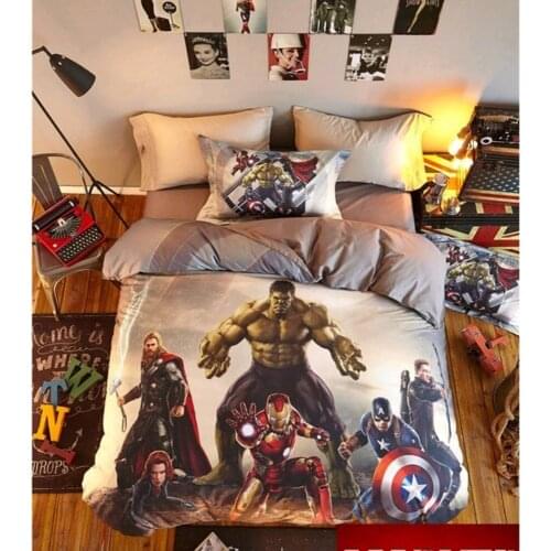 Disney the Avengers Hulk Bedding Set for Kids Comforter Duvet Covers Pillowcases 1.2m 1.5m Bed for Boys Cotton Home Decor