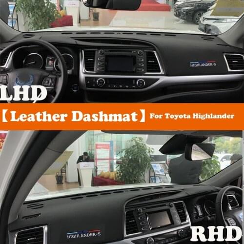 Leather Dashmat Accessories Car-Styling Dashboard Covers Pad Dash Mat Sunshade Carpet For Toyota Highlander 2015-2018 2019 2020