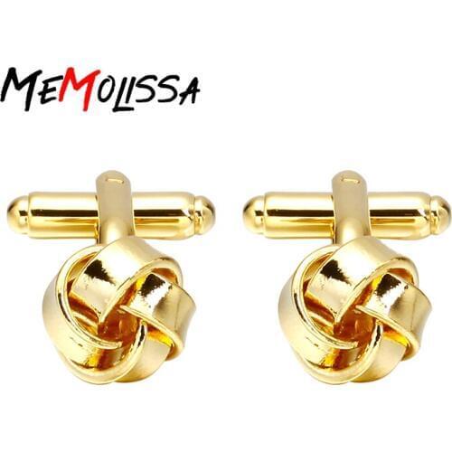 MeMolissa Men Gift Copper CuffLinks Novelty Metal Knot Design Gold Color Copper Cuff Links Wholesale&retail