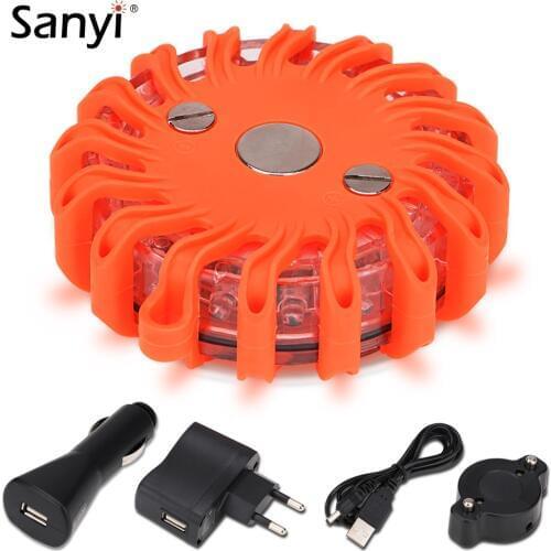 16 LEDs Flashlight Flashing Safety Warning Night Light Road Flare Emergency Lights Magnetic Base Disc Beacon for Car Truck Boat