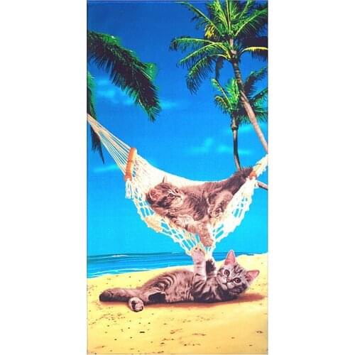 Cute Lazy Kittens Cats Playing Beach Travel Towels Lovely Animal Cat Pet Shower Bathroom Towels Set for Pet Lover Bathroom Decor