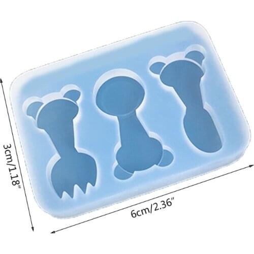 Mini Spoons Forks Epoxy Resin Molds Handmade Cartoon Animal Tableware Utensils Silicone Mould DIY Crafts Jewelry Mold