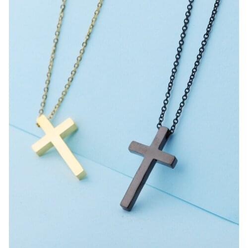 Cross Fashion Simple Cross Pendant Necklace Classic Gold Cross Jewelry Mens Womens Necklace Punk Hip Hop Rock Gift Hombres