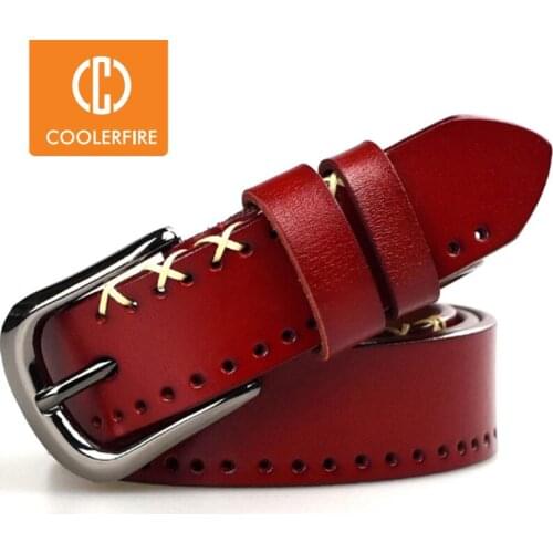 Fashion Desgin New Vintage Style Women Belts Cow Leather High Quality Alloy Pin Buckle Weaving grain Belt For Women LB032