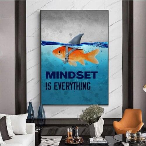 Motivational Slogan Creativity Fish Animal Picture Canvas Painting Posters Prints Wall Art Pictures for Living Room Home Decor