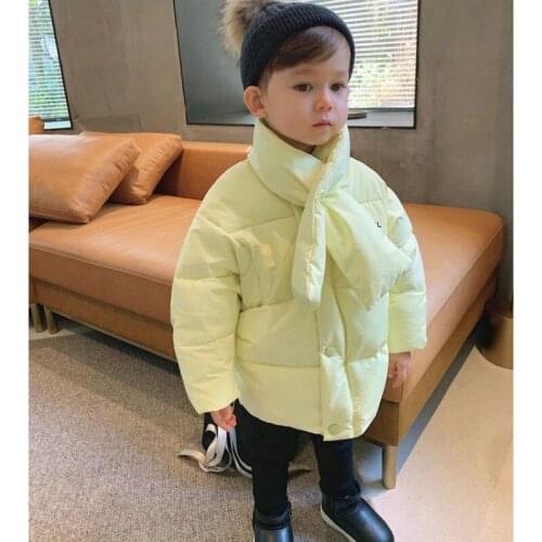 Brand New 2021 Winter Down Jacket for Girl Outerwear Scarf Windproof Coat for Girls Warm Unisex Boys Jacket Down Coat Fashion