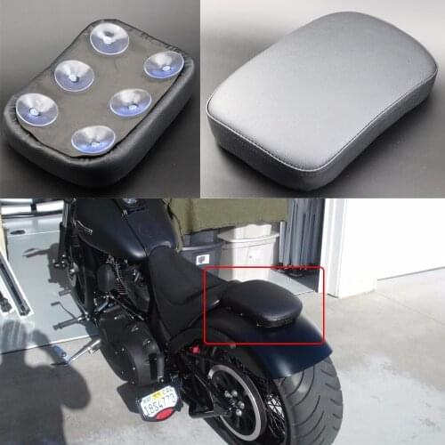 Fit Motorcycle Harley XL 883 1200 Bobber Chopper Touring Black Leather Passenger Sear Pad Rear Pillion Cushion 6 Suction Cups