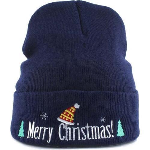Merry Christmas Embroidery Winter Hats For Women Men Warm Knitted Beanies Cap For For Christmas Party Decoration New Year 2019