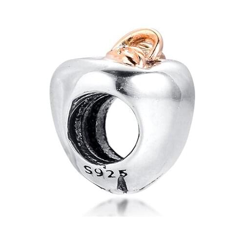 Charms fits for Bracelets Necklaces 100% 925 Sterling Silver Jewelry Apple of my eye Beads with 14k Gold Free Shipping