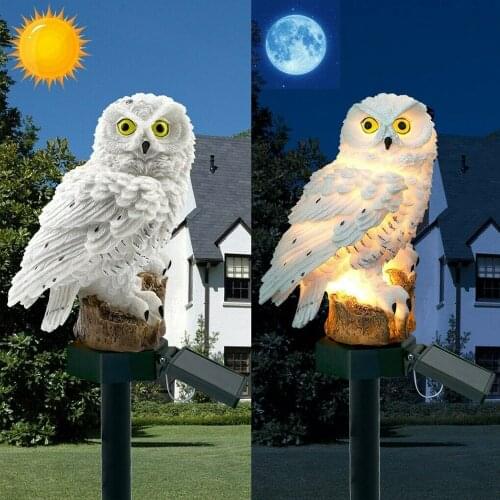 Owl Solar Light With Solar Panel IP65 Water Resistance for Garden Patio Yard Courtyard Path White