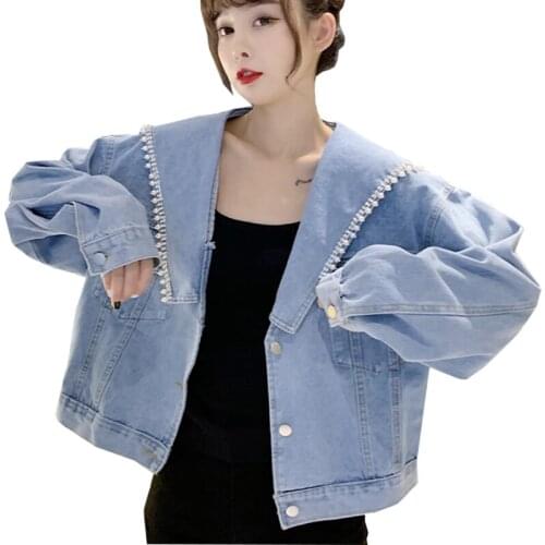 Loose Jeans Jacket Women 2021 Spring Autumn Womens Denim Jeans Jacket Korean Short Cowboy Vintage Coat Female Cardigan Jacket