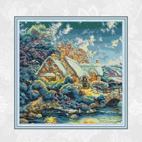 House in the Hills Embroidery Patterns Counted Cross Stitch kits Sale Aida Canvas 14CT 11CT DIY Handmade Home Decoration Crafts