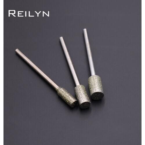 High quality 10pcs Cylinder 2.35mmx 1-6mm 150# Diamond Grinding Burr Jade metal teeth nails polishing diamond grinding point