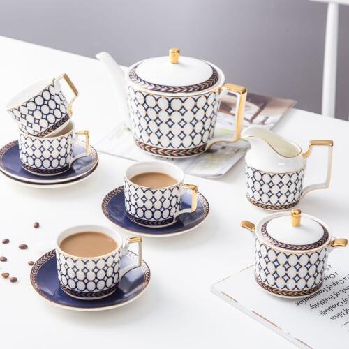 High Quality Bone Porcelain Coffee Cups Ceramic Black Tea Cups On-glazed Advanced Tea Cups And Saucers Sets Luxury Gifts