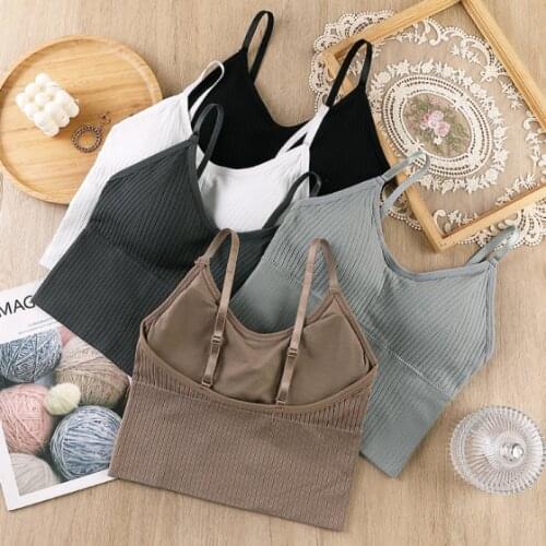 Seamless Sports Crop Top Adjusted Simple Basic Tube Top Sleeveless All Match Padded Women Bralette