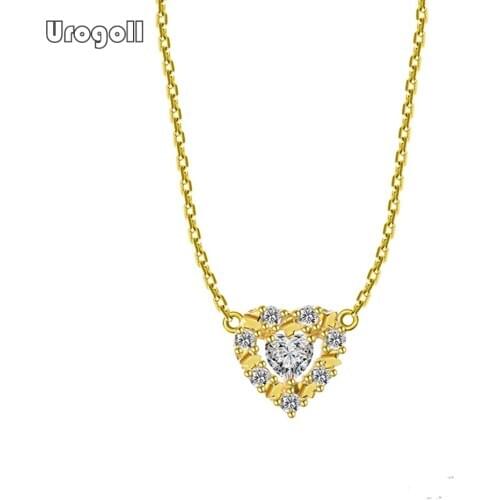 Fashion Ladies Wedding Jewelry 925 Sterling Silver With Luxury Cubic Zirconia Heart Shaped Pendant Necklaces For Women Jewelry